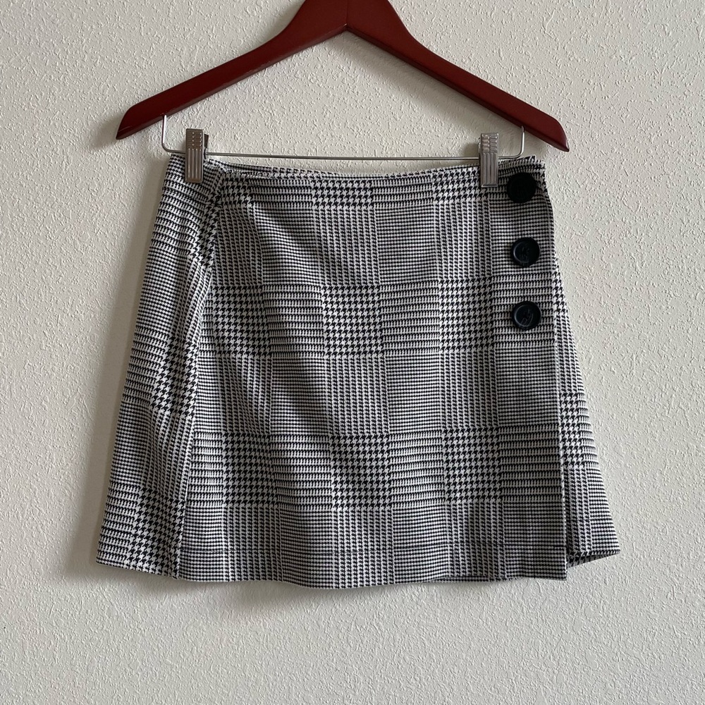 plaid button skirt